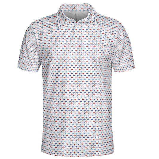 Mens Golf Polo Shirts Funny Boats And Hoes White Short Sleeve Dry Fit Performance Moisture Wicking Casual Golf Shirts for Men