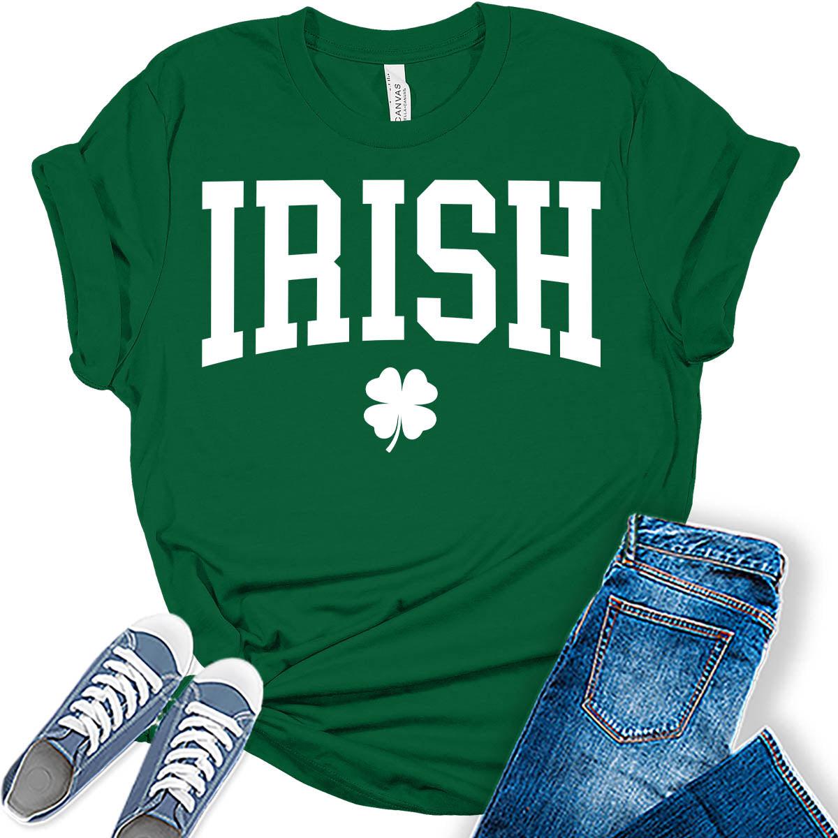 Irish Shamrock T Shirt St Patricks Day Shirt Womens Letter Print Graphic Tees