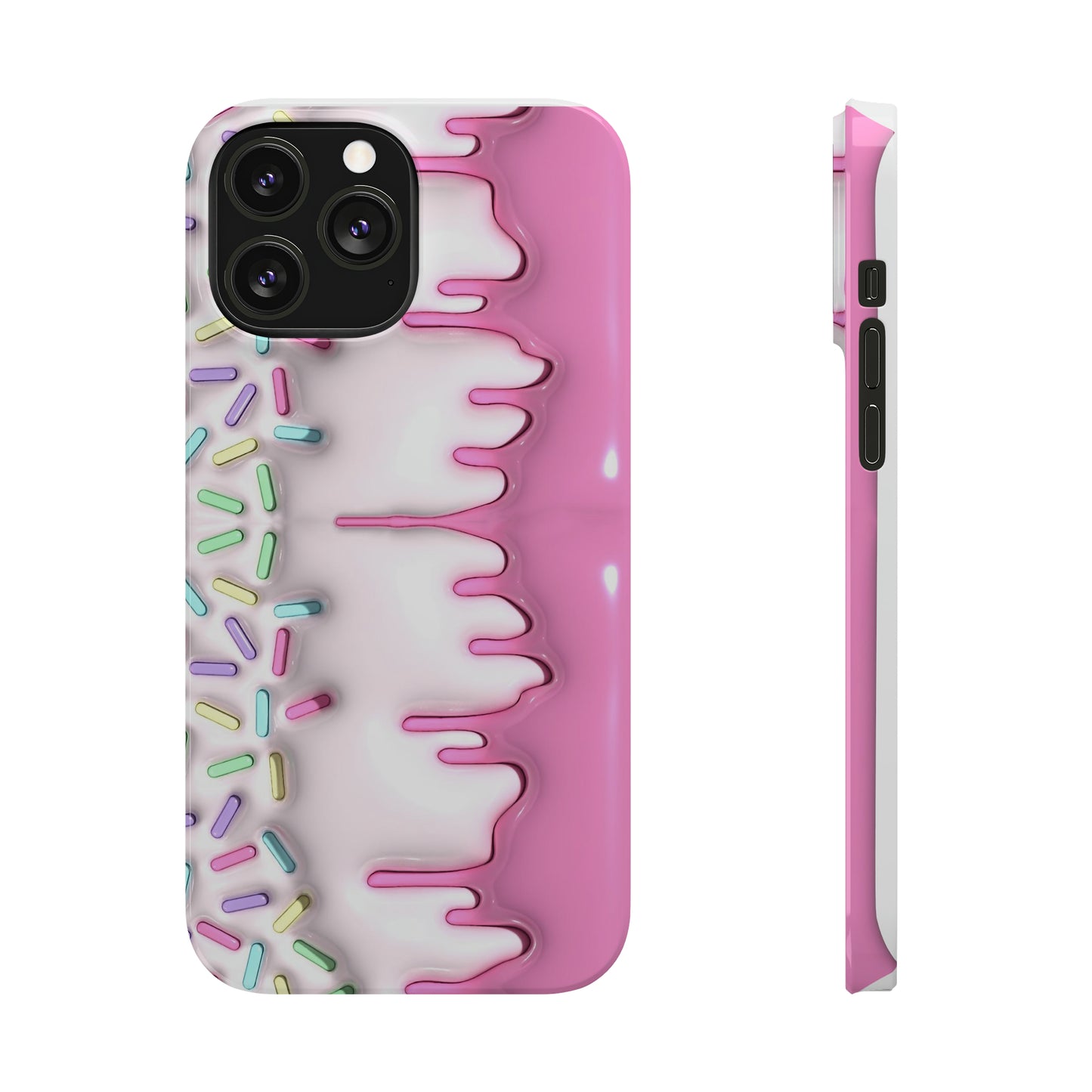 Pink Frosted iPhone 15 Case Cake With Sprinkles Background 3D Style Print Ultra-Slim Phone Case