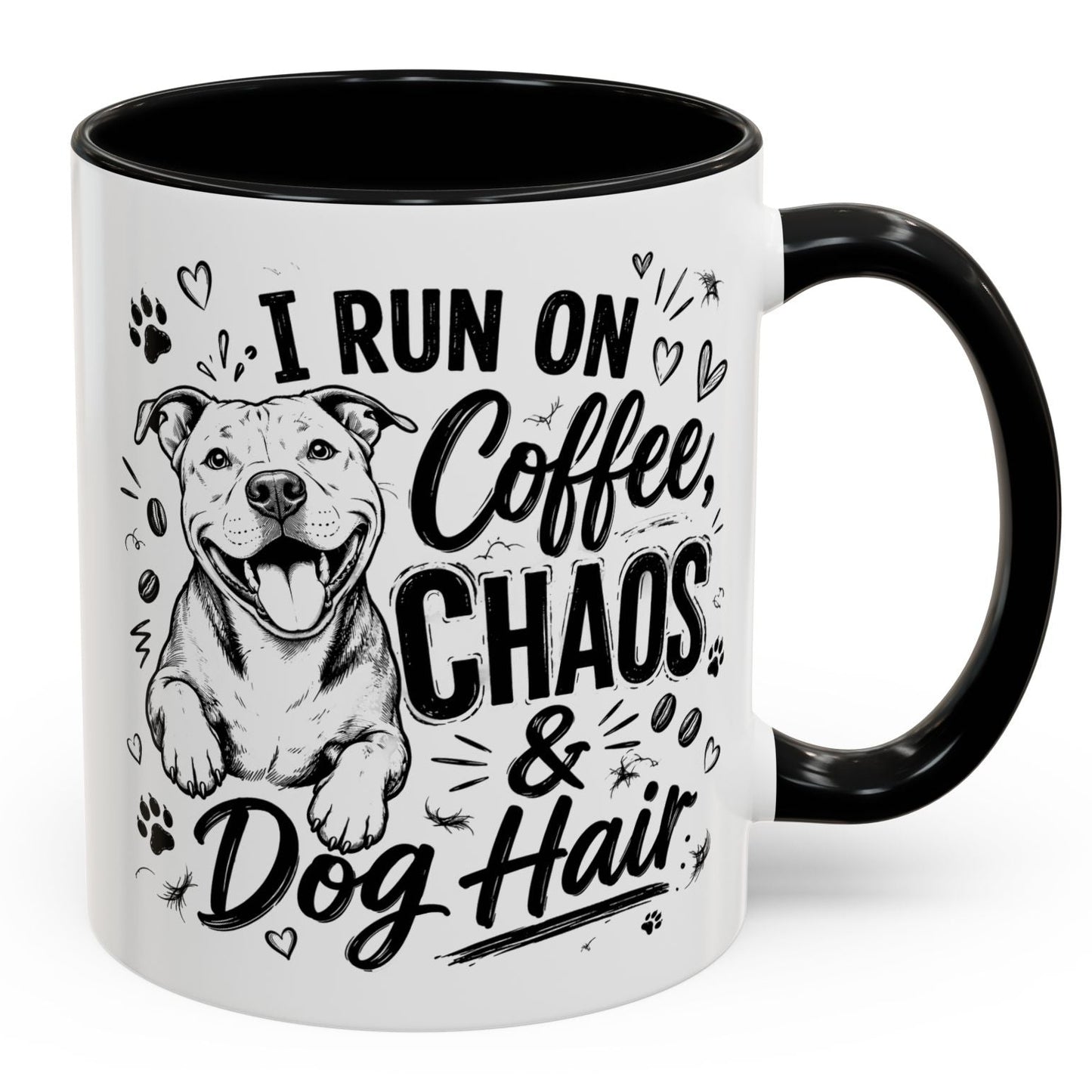 I Run on Coffee Chaos and Dog Hair Pitbull Gift Accent Coffee Mug