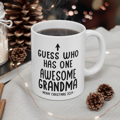 Guess Who Has One Awesome Grandma Christmas 2024 Gift Coffee Mugs 11 oz