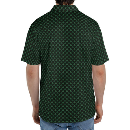 St Patricks Day Polo Shirts for Men Dark Shamrock Print Moisture Wicking Short Sleeve Golf Top