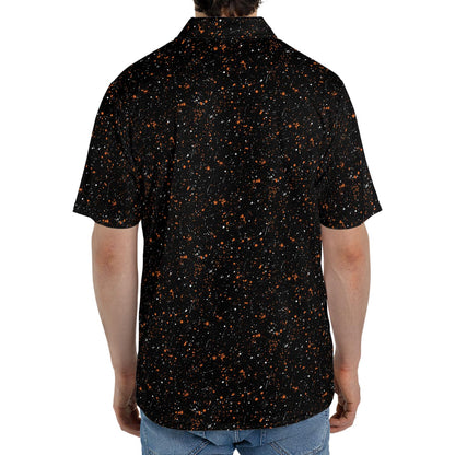 Black Halloween Polo Shirt for Men Spooky Orange Moisture Wicking Short Sleeve Golf Costume Party Top