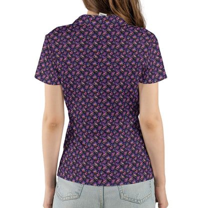 Mardi Gras Polo Shirts for Women Carnival Queen Moisture Wicking Short Sleeve Golf Top