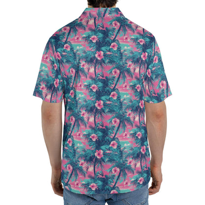 Hawaiian Palm Tree Summer Polo Shirt for Men Moisture Wicking Short Sleeve Golf Top