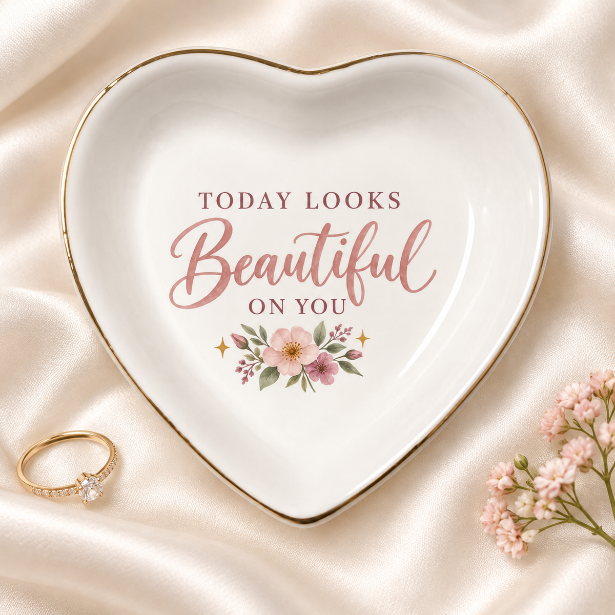 Today Looks Beautiful On You Gift For Her Affirmation Ceramic Jewelry Dish