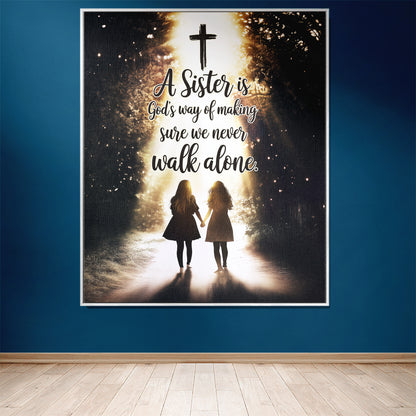 Never Walk Alone 50" x 60" Christian Gift For Sisters Woven Blanket - Ships Free