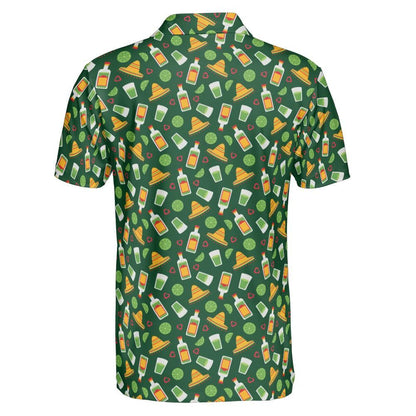 Mens Cinco De Mayo Green Limes Golf Shirt Moisture Wicking Short Sleeve Polo Shirts for Men