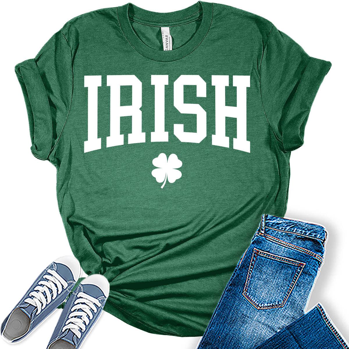 Irish Shamrock T Shirt St Patricks Day Shirt Womens Letter Print Graphic Tees