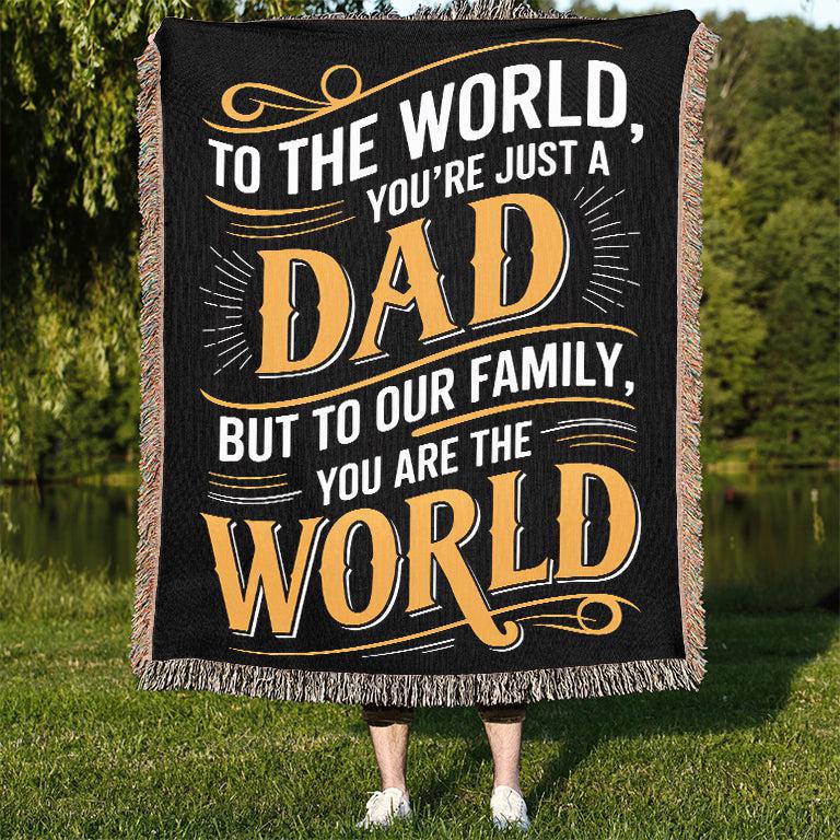 Dad You Are The World 50" x 60" Gift Woven Jacquard Blanket