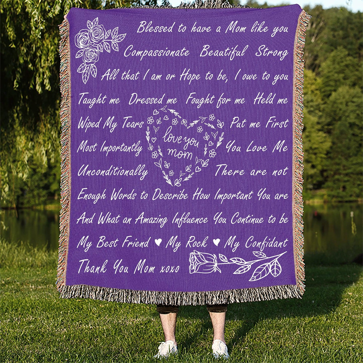 Blessed Mom Gift 50" x 60" Gift Woven Jacquard Blanket