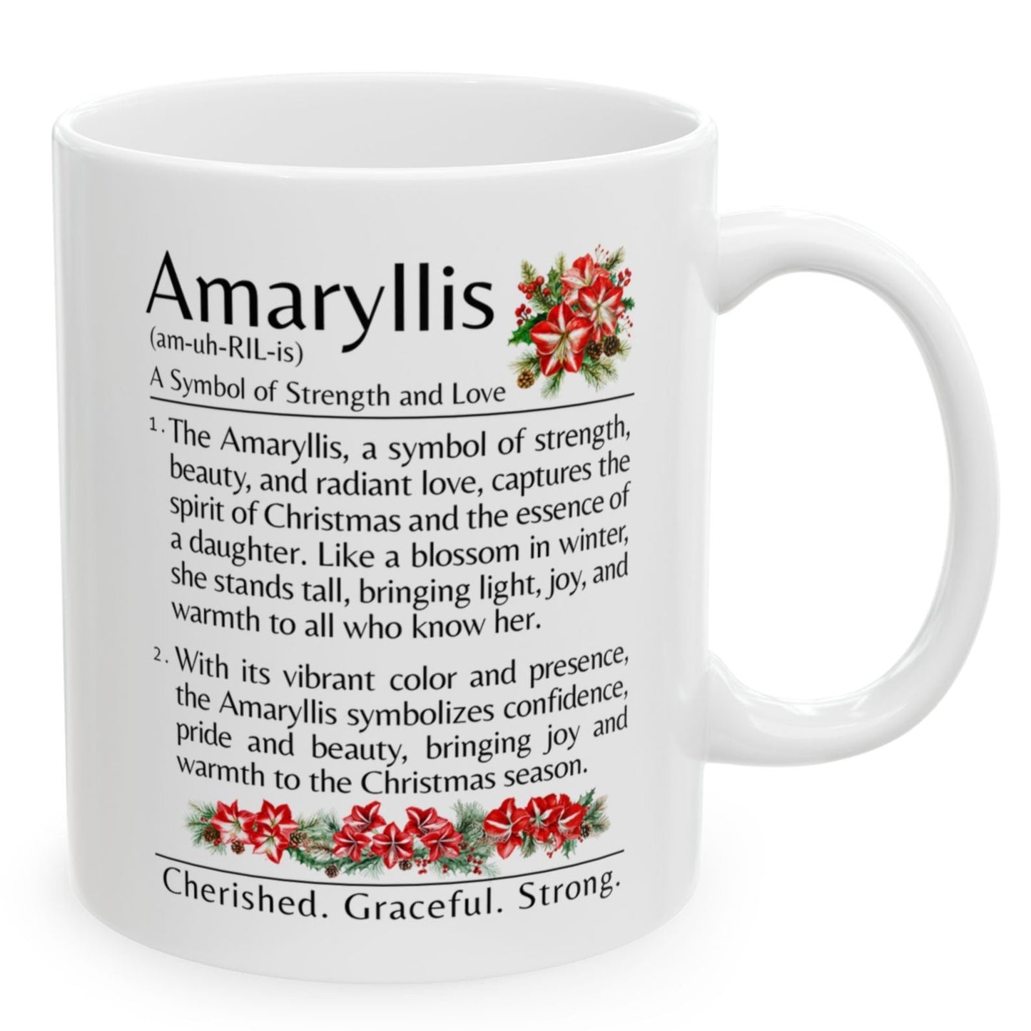 Christmas Gift for Daughter Amaryllis Flower Definition Mug Christmas Gift 2024 11oz Unique Coffee Cup Mug