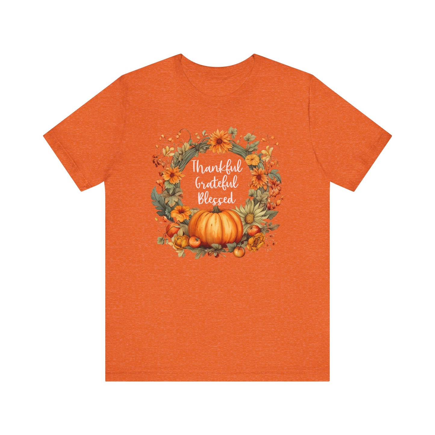 Womens Thanksgiving Shirt Fall Graphic Tees Cute Thankful Grateful Blessed Tshirt Vintage Floral Short Sleeve Tops - PF