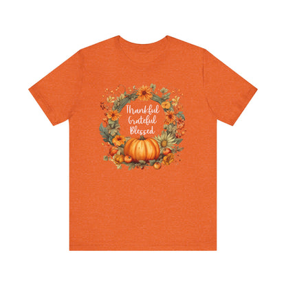 Womens Thanksgiving Shirt Fall Graphic Tees Cute Thankful Grateful Blessed Tshirt Vintage Floral Short Sleeve Tops - PF