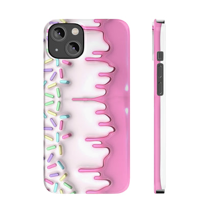 Pink Frosted iPhone 15 Case Cake With Sprinkles Background 3D Style Print Ultra-Slim Phone Case