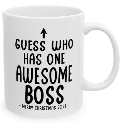 Guess Who Has One Awesome Boss Christmas 2024 Gift Coffee Mugs 11 oz