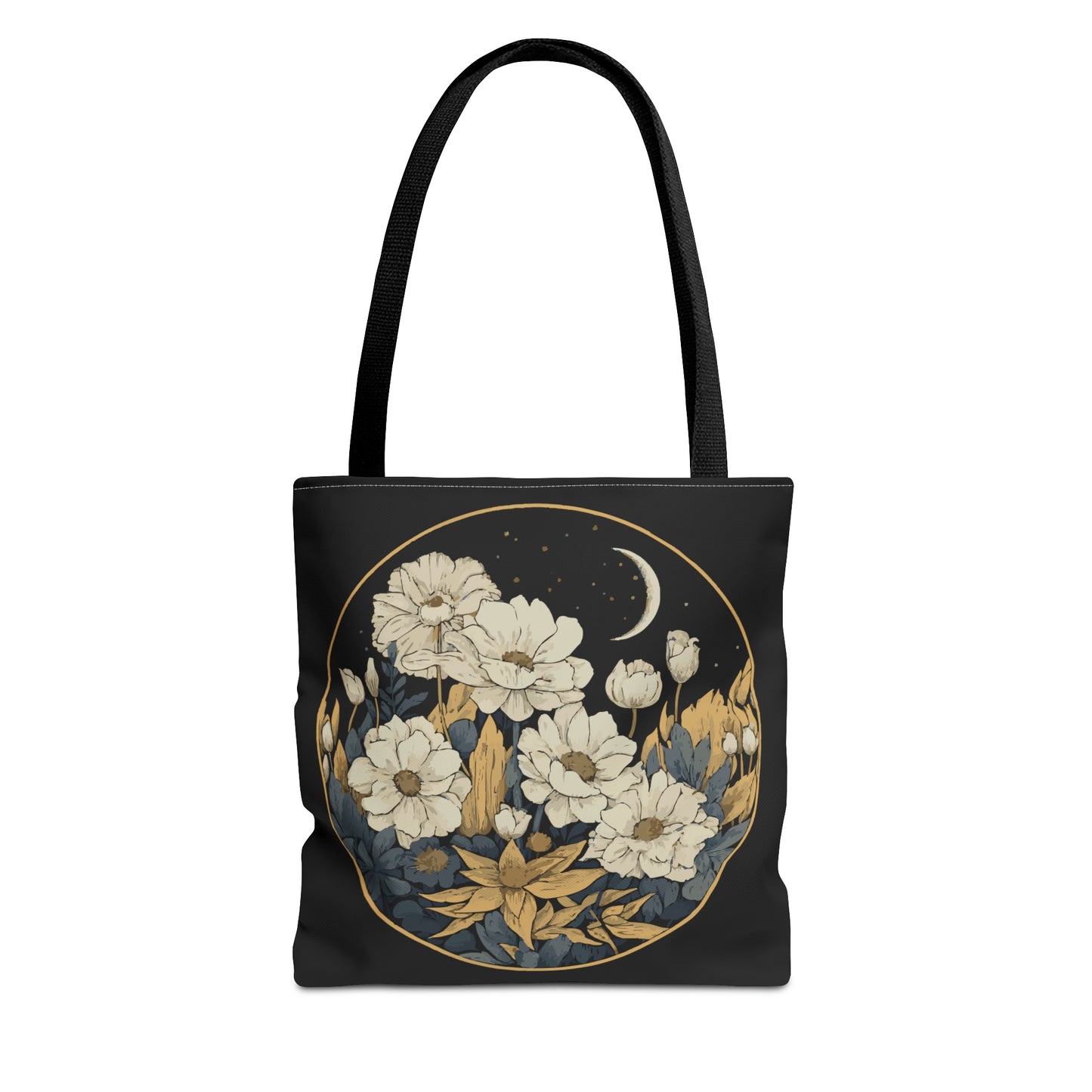 Cottagecore Aesthetic Circle Flower Moon Tote Bag