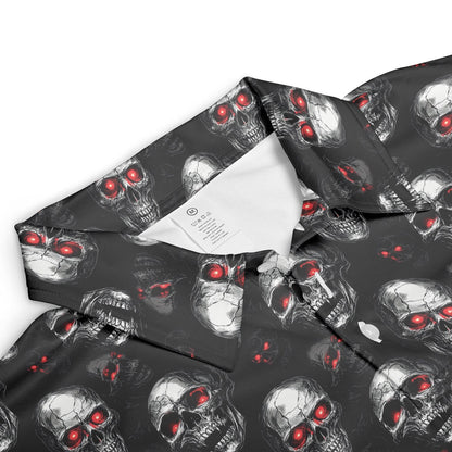 Vampire Skull Halloween Polo Shirt for Men Moisture Wicking Short Sleeve Golf Top