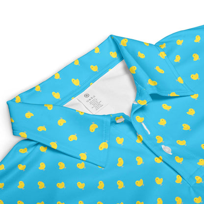 Easter Polo Shirts for Men Cute Yellow Chick Spring Pattern Moisture Wicking Short Sleeve Golf Top