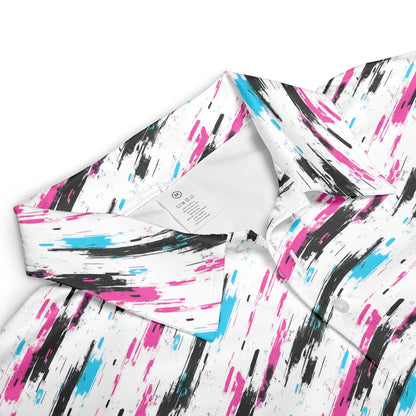 Retro 90s Polo Shirt for Men Neon Moisture Wicking Short Sleeve Golf Top