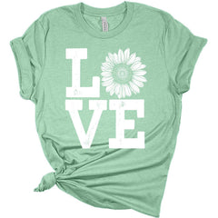 Womens Love Sunflower Shirt Floral Graphic Tee