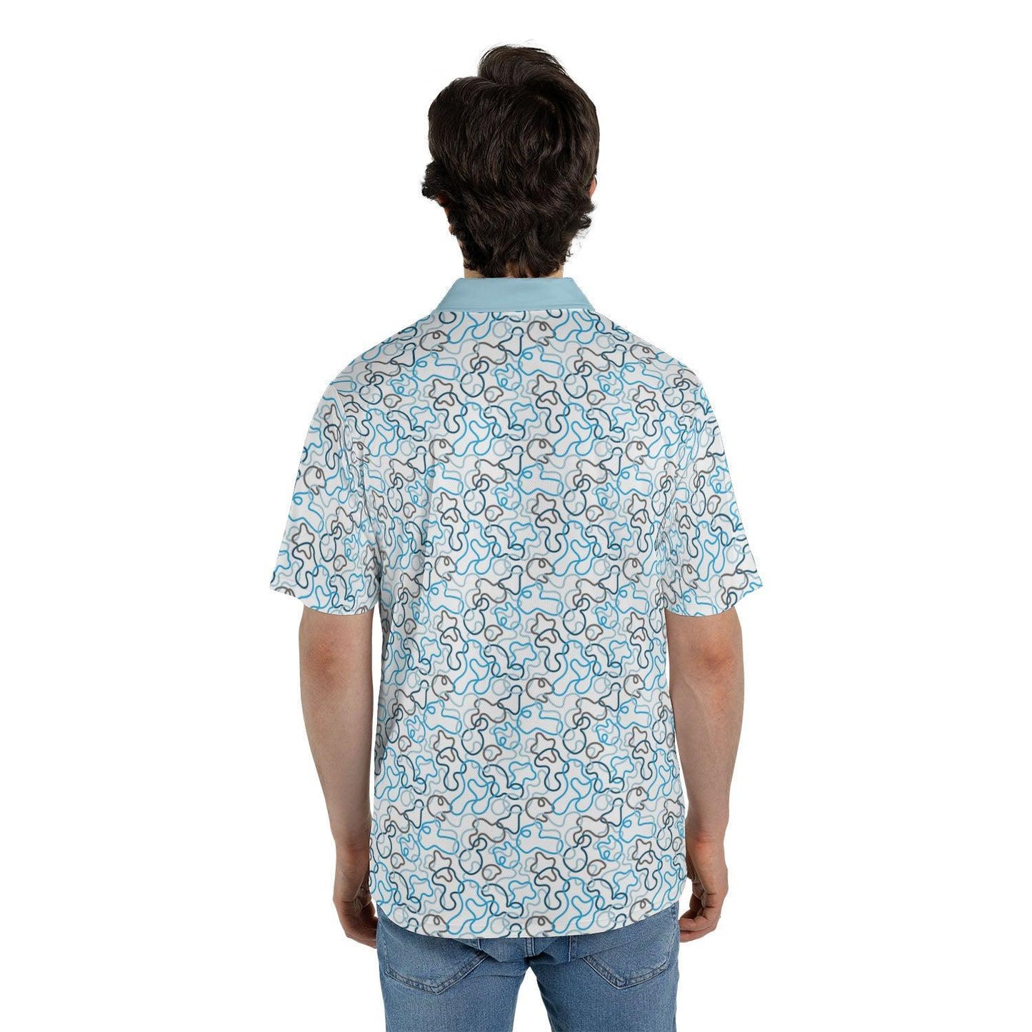Mens Golf Polo Shirts Blue Retro Short Sleeve Dry Fit Performance Moisture Wicking Casual Golf Shirts for Men