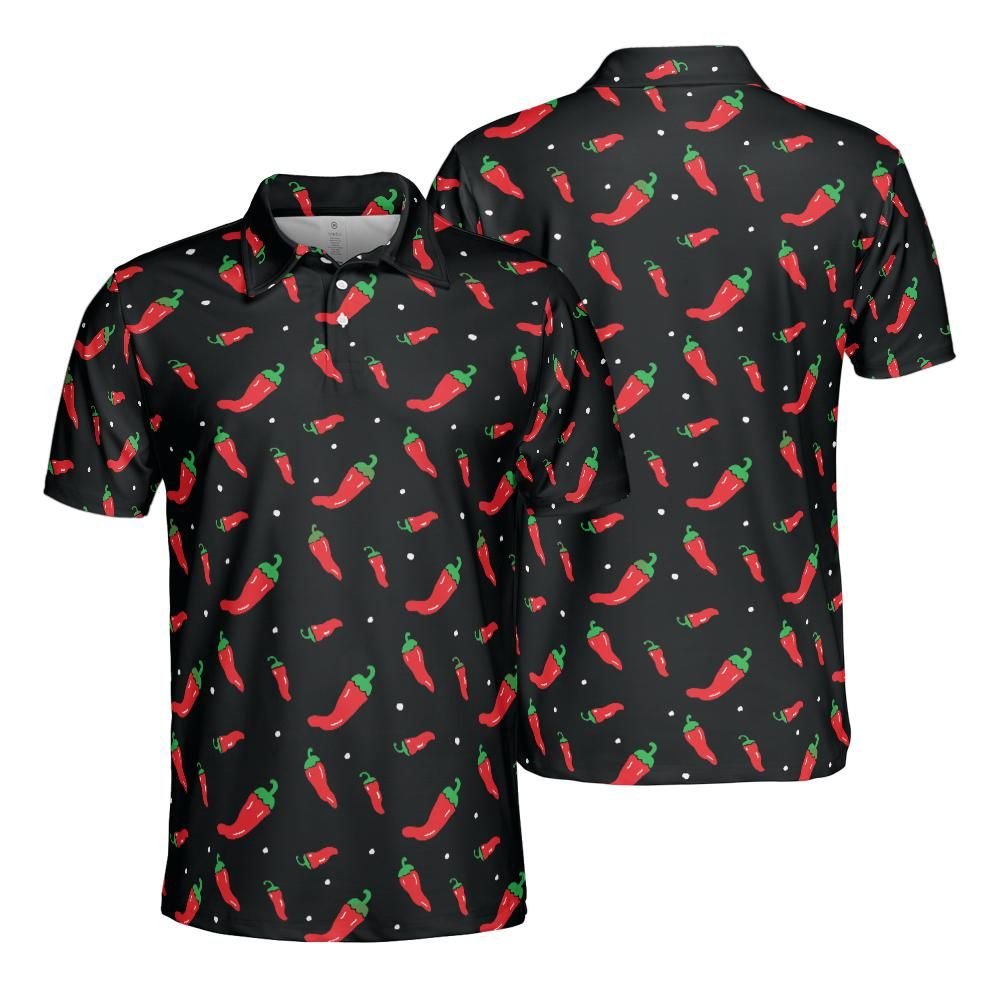 Mens Cinco De Mayo  Chili Peppers Golf Shirt Moisture Wicking Short Sleeve Polo Shirts for Men