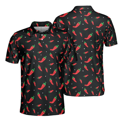 Mens Cinco De Mayo  Chili Peppers Golf Shirt Moisture Wicking Short Sleeve Polo Shirts for Men