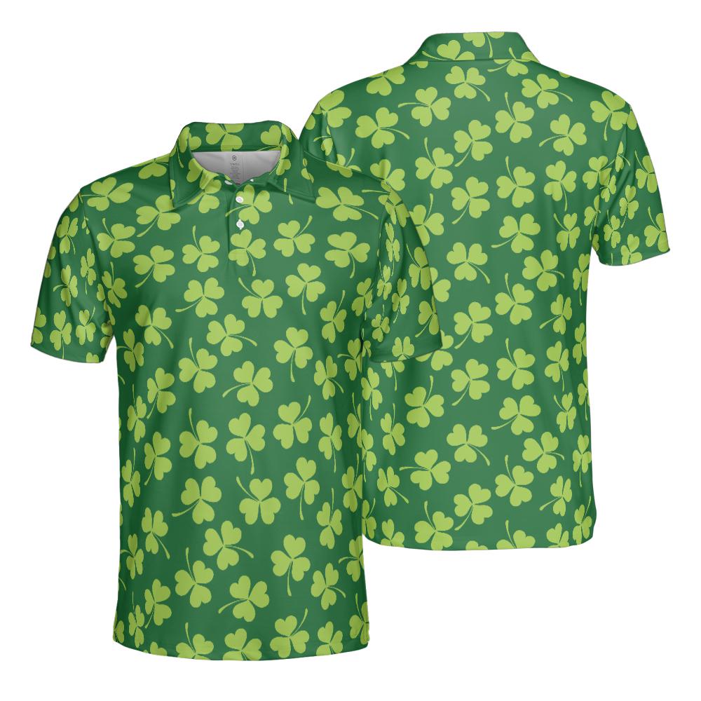 St. Patrick's Day Clover Polo Shirts for Men, Golf Shirts for Men and Men's Polo Moisture Wicking Shirts Short Sleeve