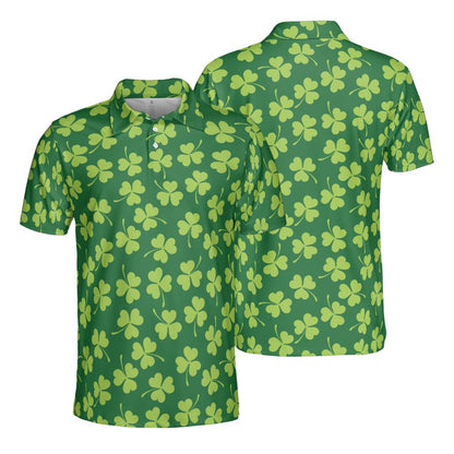St. Patrick's Day Clover Polo Shirts for Men, Golf Shirts for Men and Men's Polo Moisture Wicking Shirts Short Sleeve