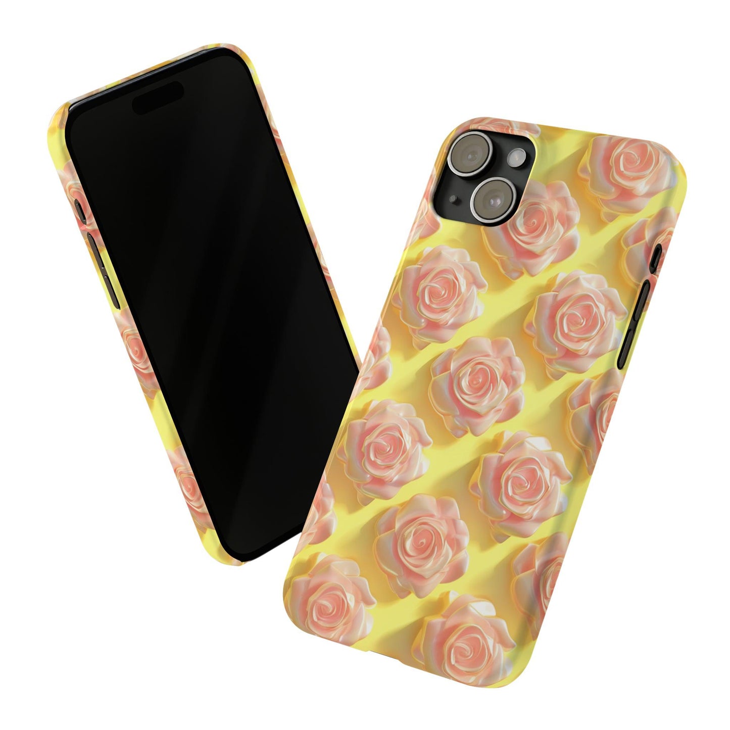 Pink  Roses Yellow Background 3D Style Print iPhone Case