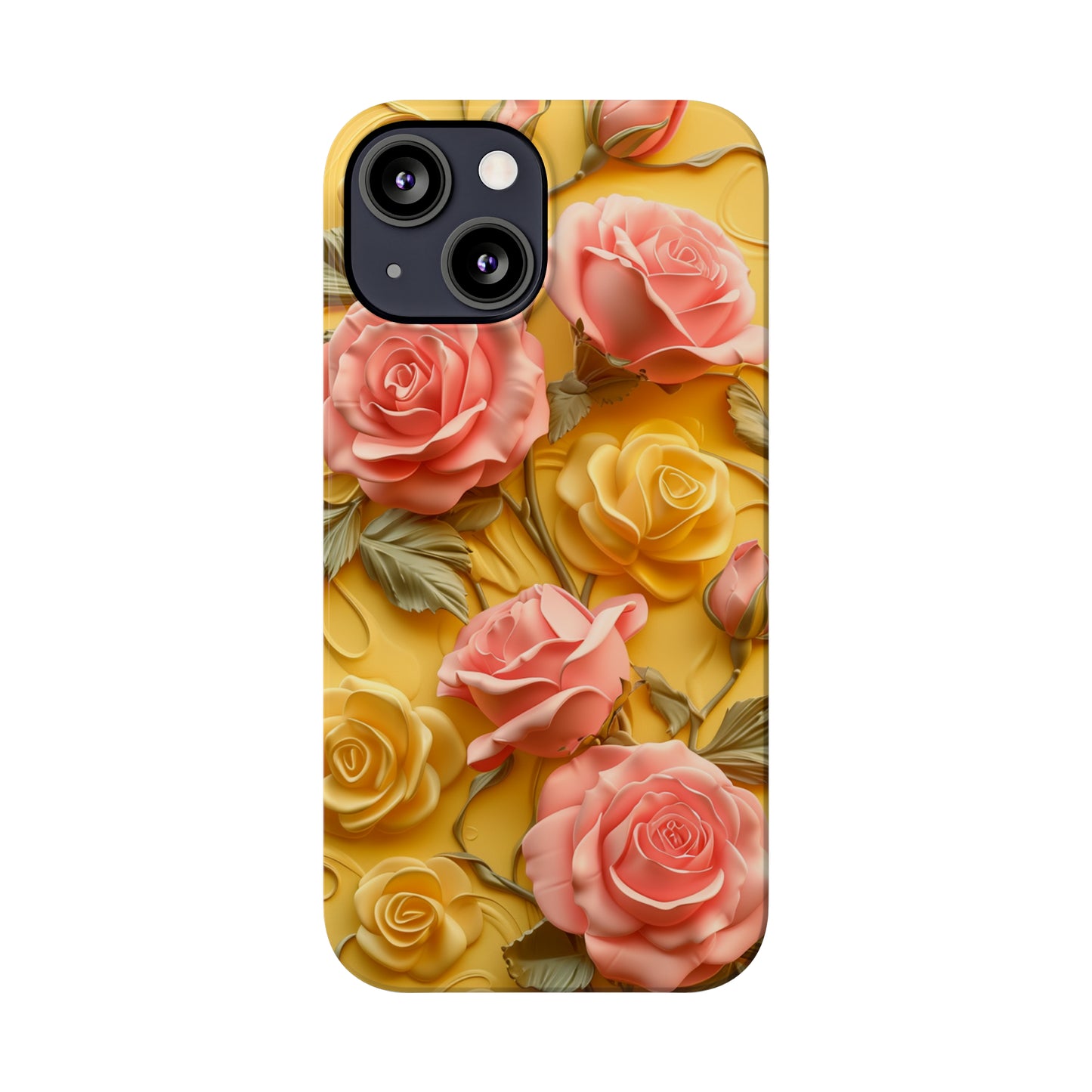 Pink And Yellow Roses 3D Style Print iPhone Case