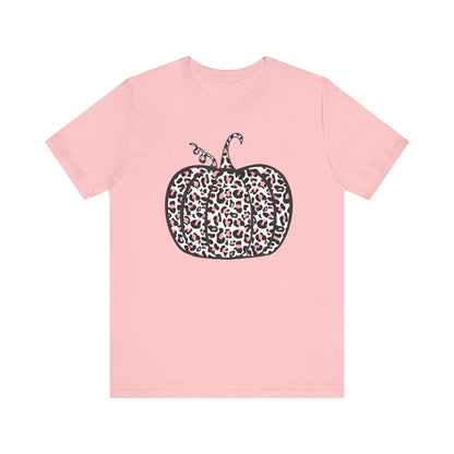 Womens Trendy Leopard Pumpkin Printed Shirts Halloween Short Sleeve Graphic Tees Fall T-Shirts Tops - PF