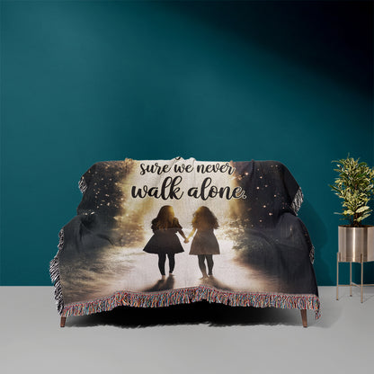 Never Walk Alone 50" x 60" Christian Gift For Sisters Woven Blanket - Ships Free