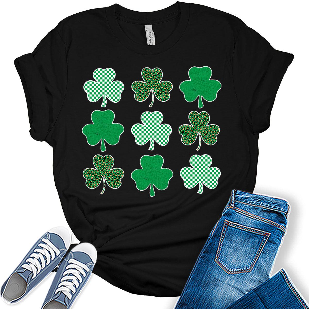 Clover T Shirt St Patricks Day Shirt Womens Shamrock Graphic Tees