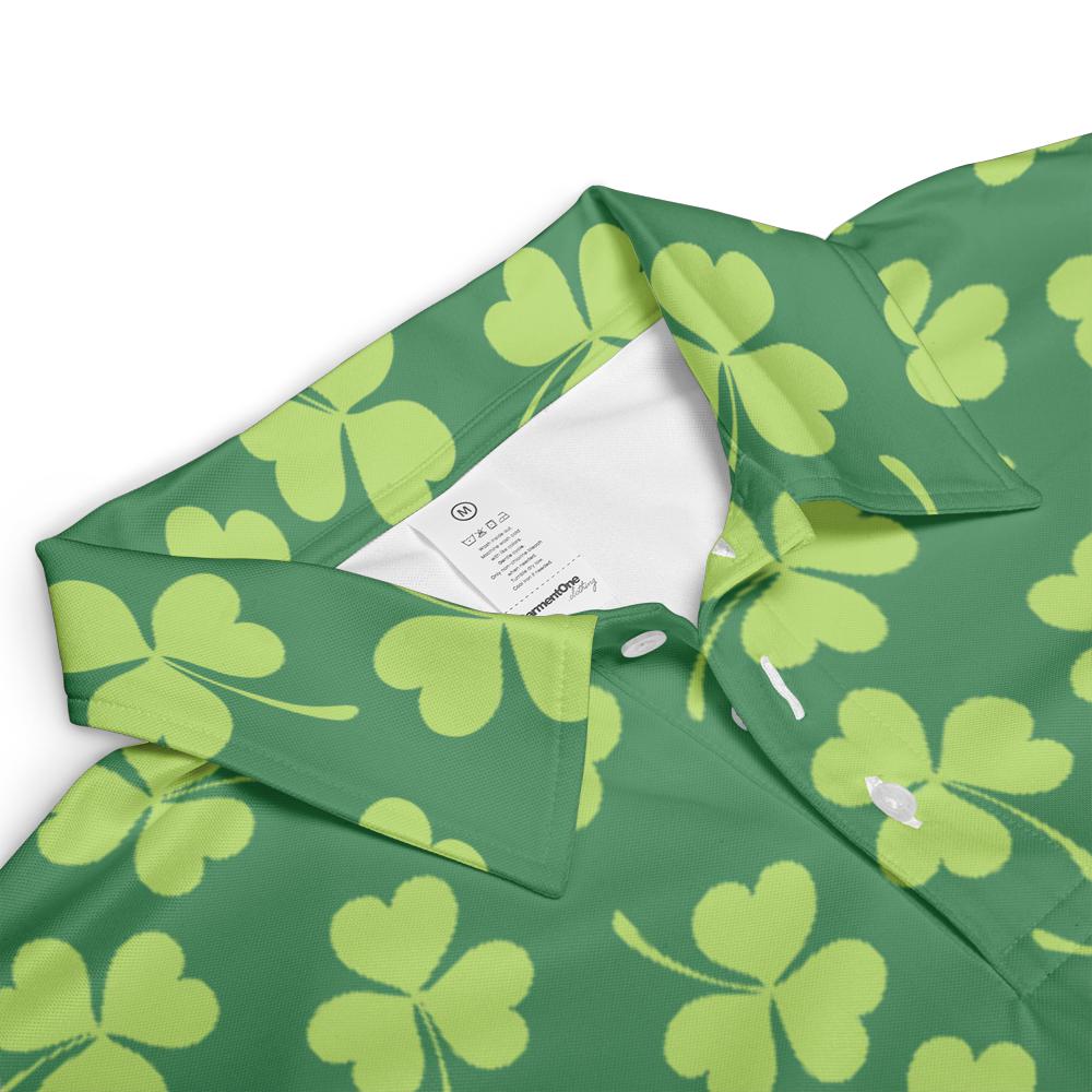 St. Patrick's Day Clover Polo Shirts for Men, Golf Shirts for Men and Men's Polo Moisture Wicking Shirts Short Sleeve