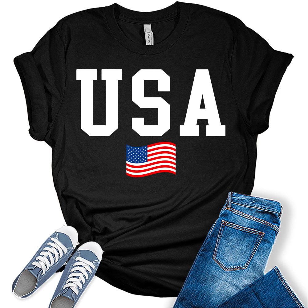 Women's 4th of July shirts American Flag Patriotic Tshirts