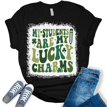 My Students are My Lucky Charms T Shirt St Patricks Day Shirt Womens Teacher Graphic Tees