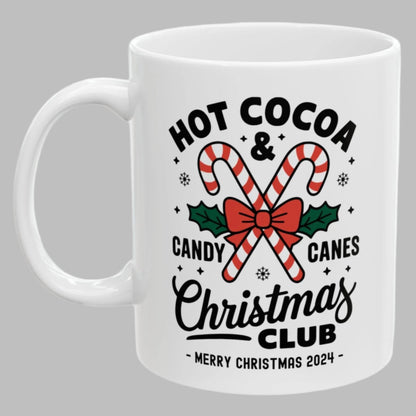 Hot Cocoa & Candy Canes Christmas Club Family Coffee Mugs 11 oz