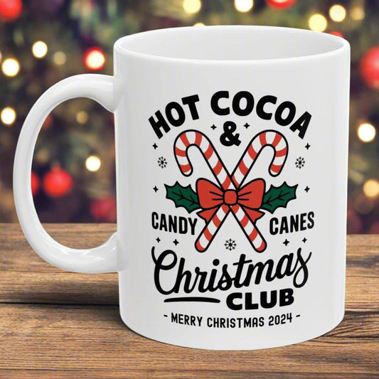 Hot Cocoa & Candy Canes Christmas Club Family Coffee Mugs 11 oz