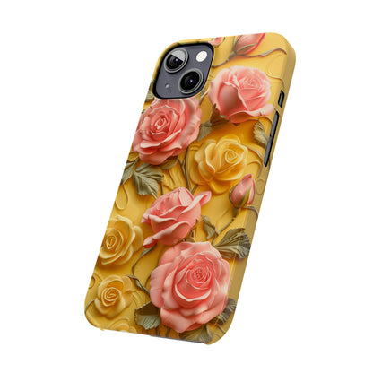 Pink And Yellow Roses 3D Style Print iPhone Case