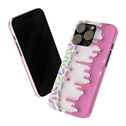 Pink Frosted iPhone 15 Case Cake With Sprinkles Background 3D Style Print Ultra-Slim Phone Case