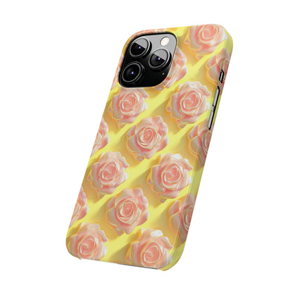 Pink  Roses Yellow Background 3D Style Print iPhone Case