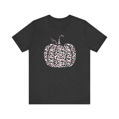 Womens Trendy Leopard Pumpkin Printed Shirts Halloween Short Sleeve Graphic Tees Fall T-Shirts Tops - PF