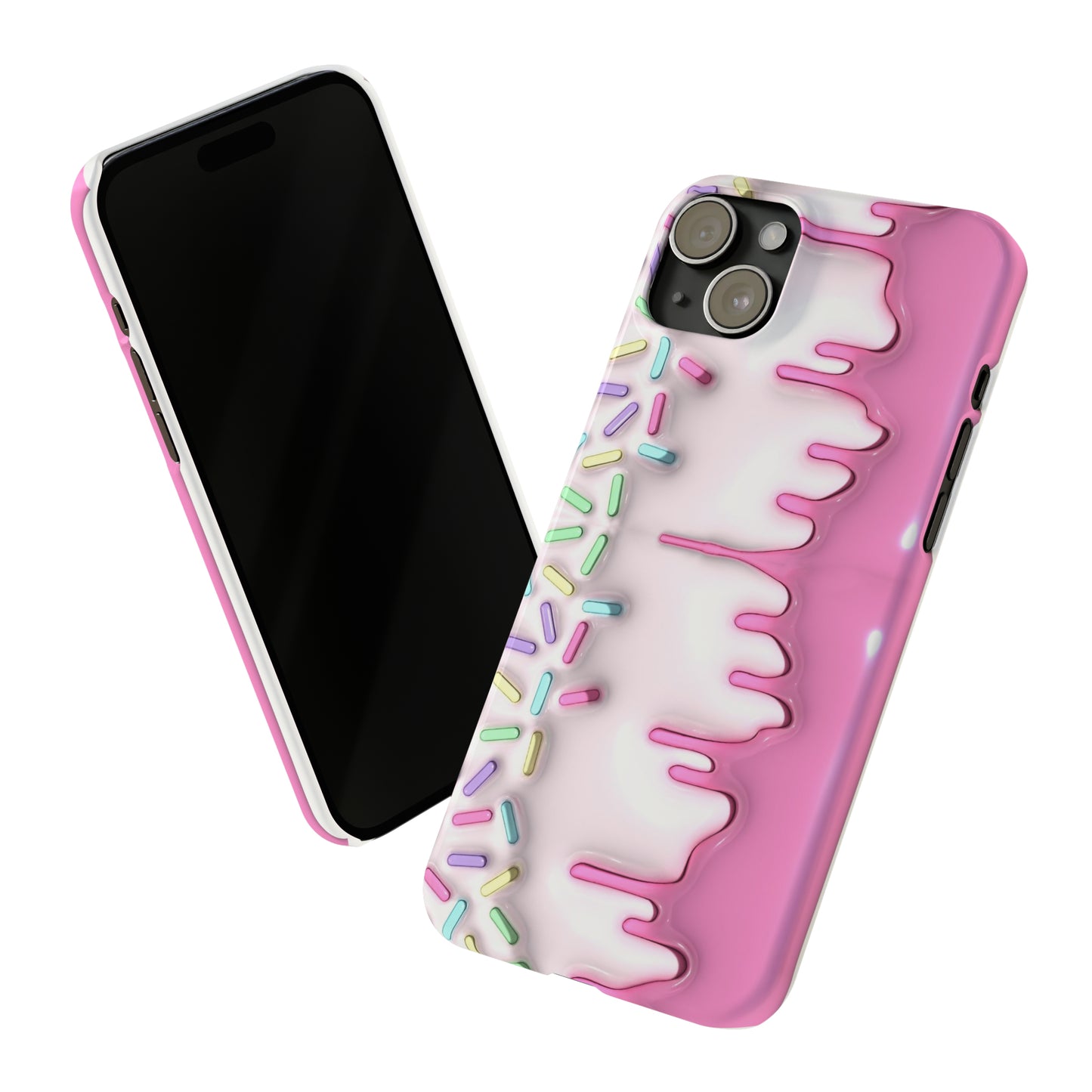 Pink Frosted iPhone 15 Case Cake With Sprinkles Background 3D Style Print Ultra-Slim Phone Case