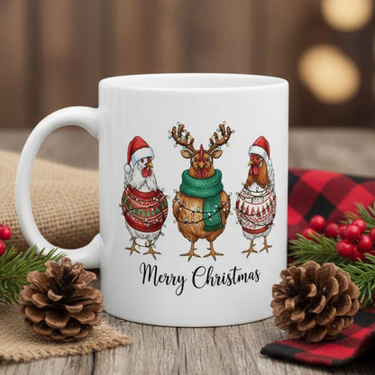 Funny Chicken Merry Christmas Gift Mug