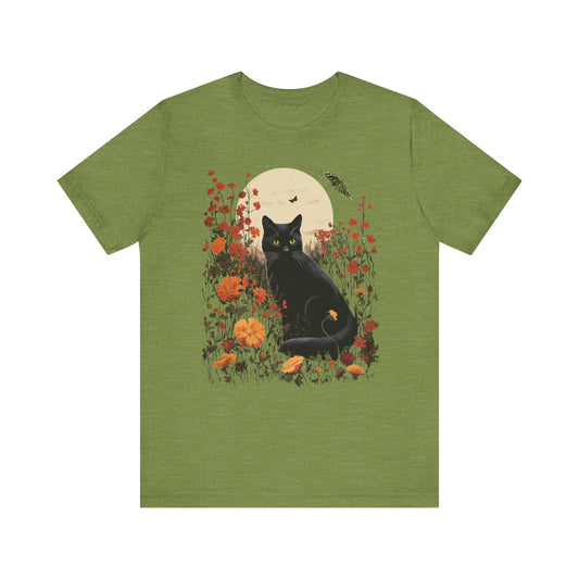 Cottagecore Shirt Vintage Cat Tshirts Floral Moon Fall Graphic Tees for Women - PF