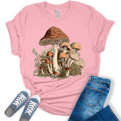 Womens Cottagecore Aesthetic Mushroom Fields T-Shirt