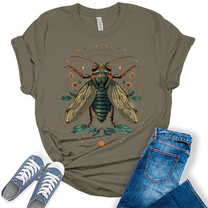 Womens Cicada Insect Shirt Brood 2024 Graphic Tees