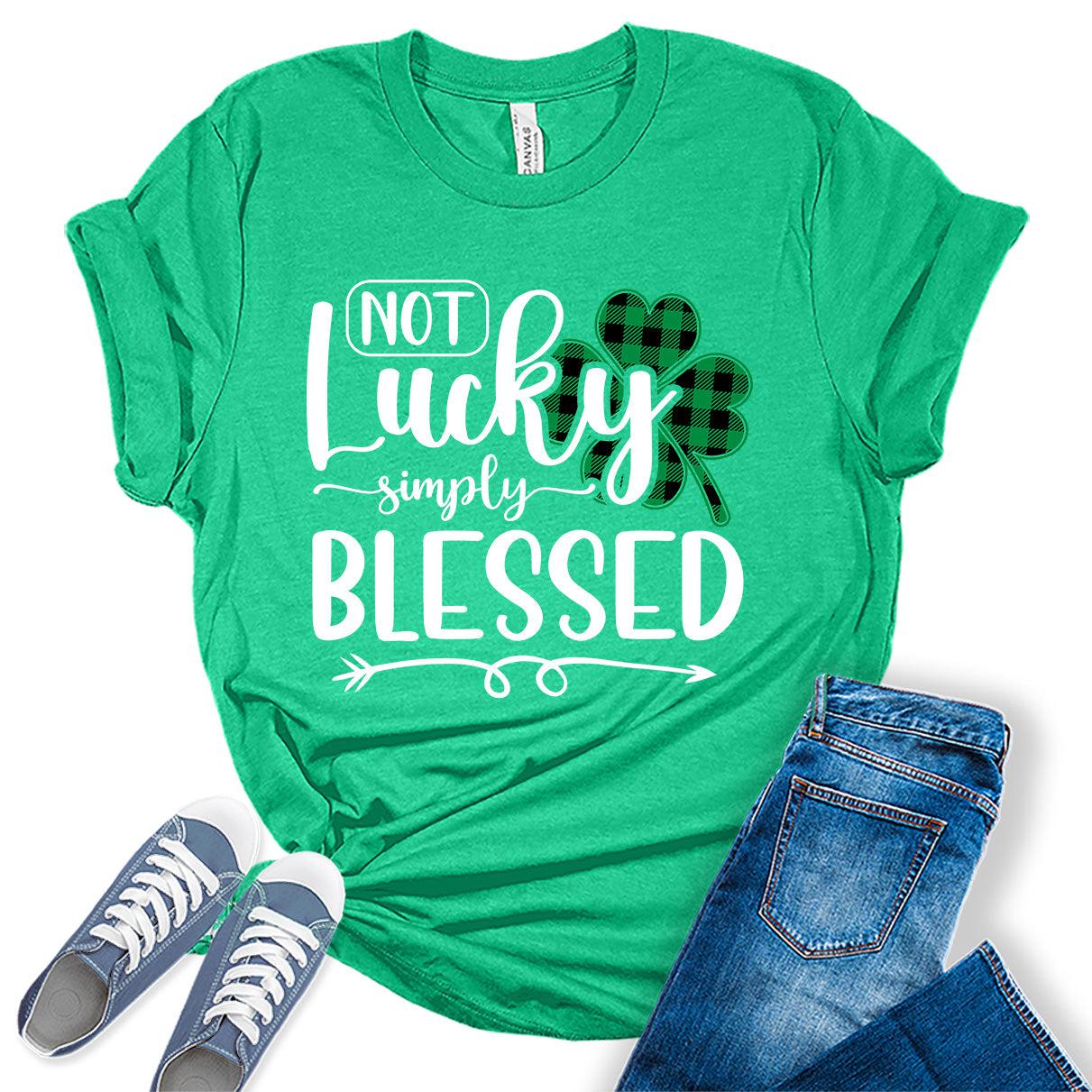 Not Lucky Simply Blessed T Shirt St Patricks Day Shirt Womens Plaid Graphic Tees